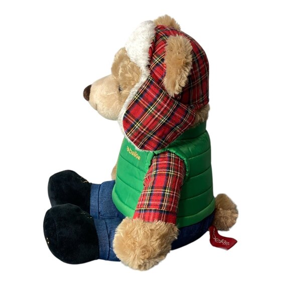 Belkie Winter Teddy Bear With Red Plaid Hooded Jacket & Green Puffer Vest 2019 - Picture 6 of 10